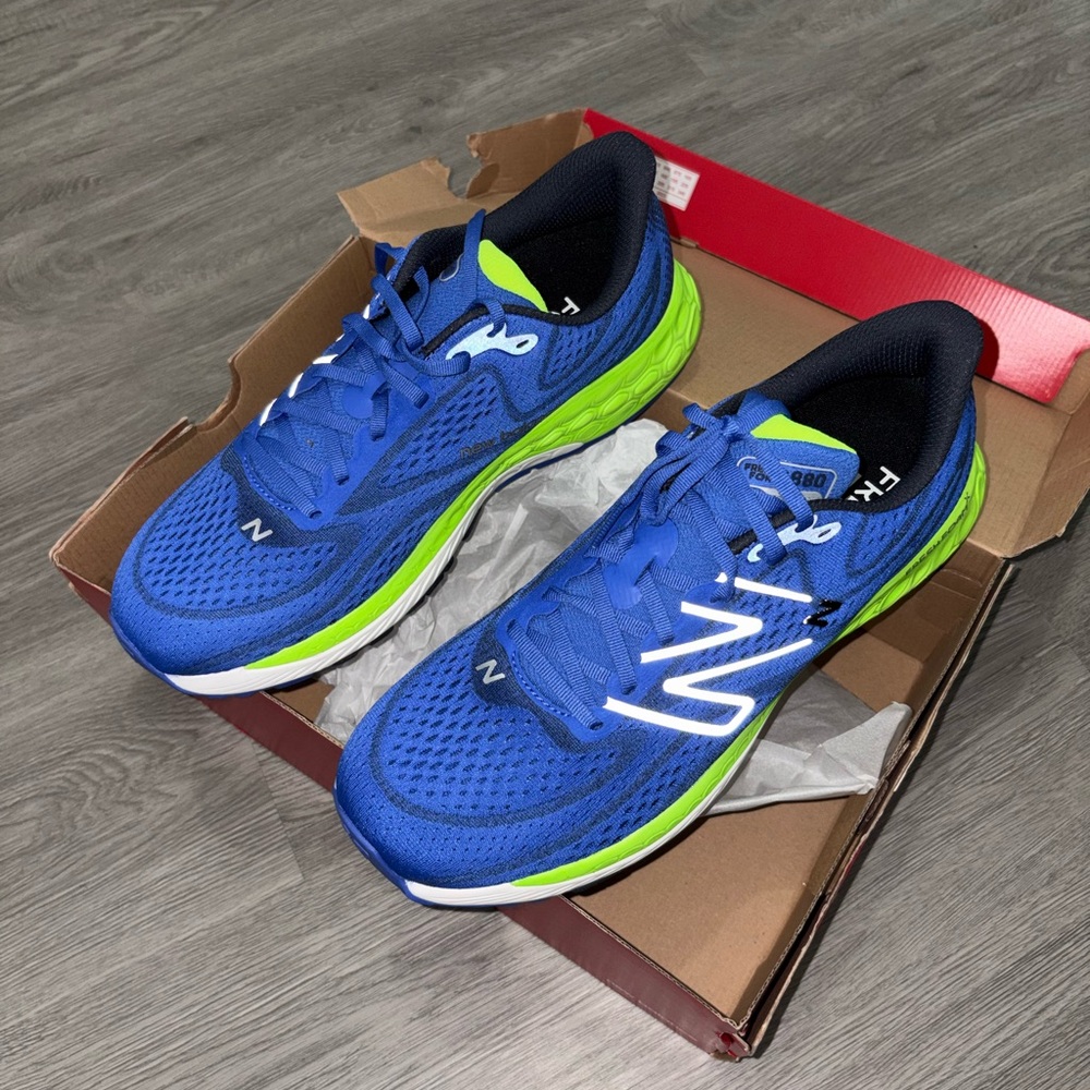 New Balance Men's Vibrant Blue and Neon Green Athletic Shoes
